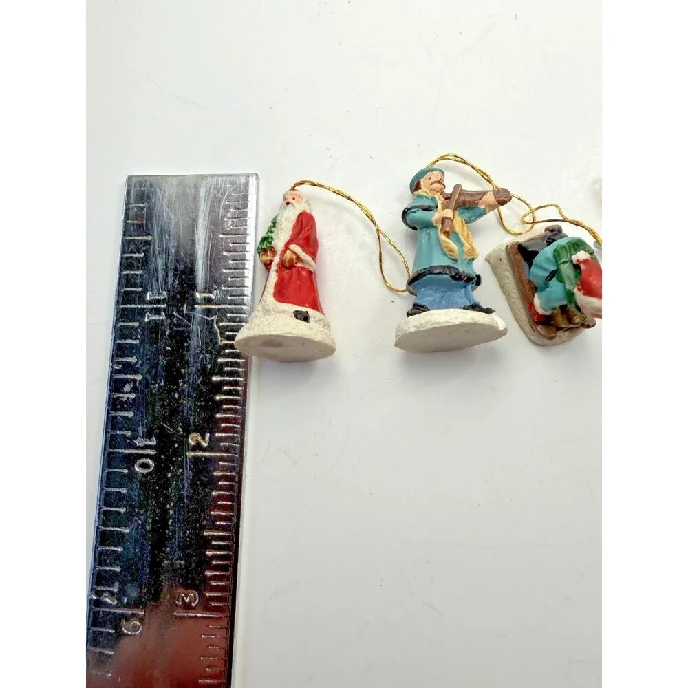 Vintage Miniature Christmas Ornament Lot of 10 Santa Angel Snowman Carolers